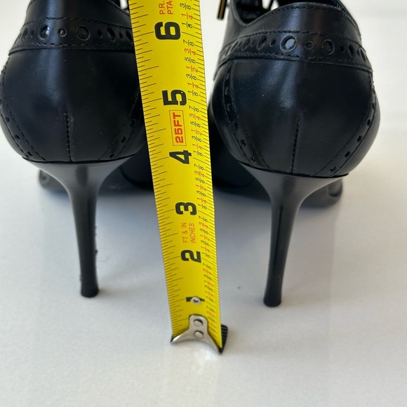 AUTHENTIC Louis Vuitton Black Leather Peep Toe Heels w/ Lace Up - Picture 4 of 8